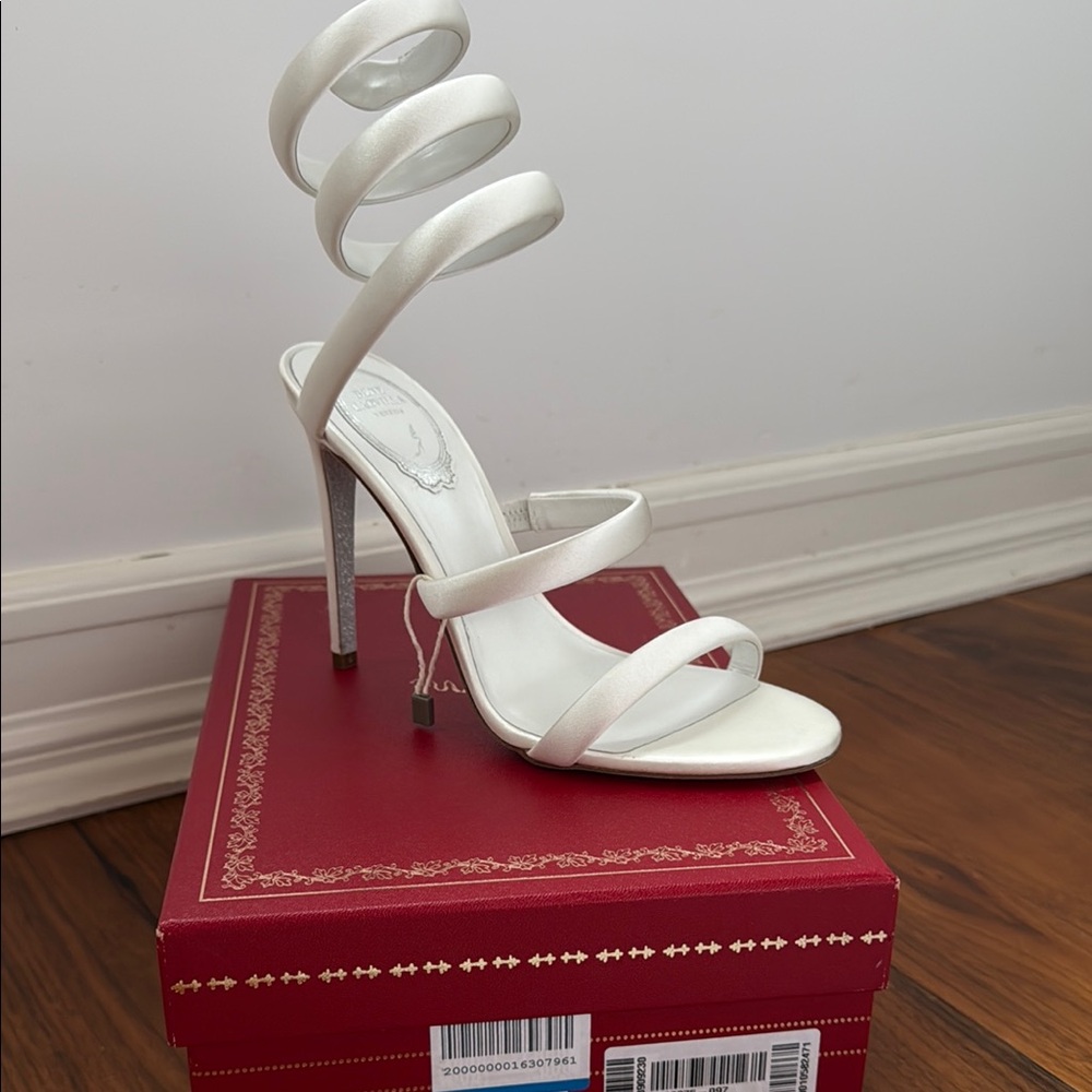 Rene Caovilla White Satin serpente